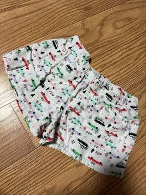 Women’s White Pajama Shorts with Colorful Car Print